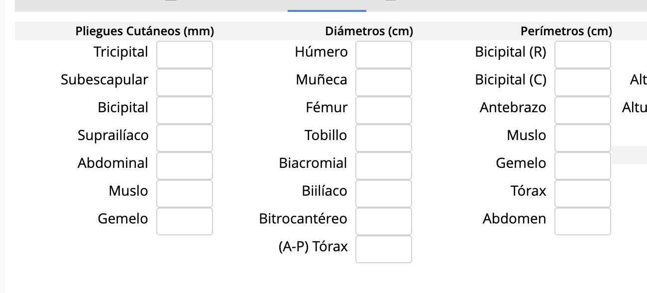 Eingabe der 25 anthropometrischen Messwerte in der ENFA-App